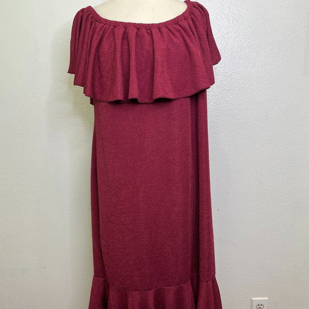 NWT Lularoe CICI Maroon  Textured Crinkle Dress Size 3XL